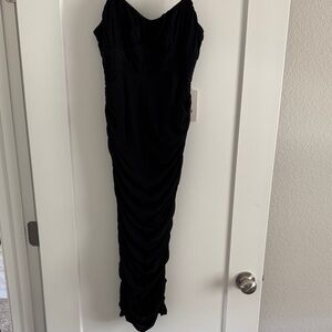 Hello Molly Elegant Black Ruched Evening Dress - Women